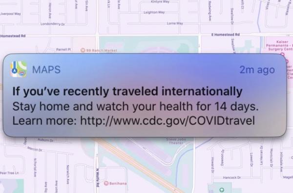 Карты Apple теперь предупреждают о необходимости самоизоляции при посещении других стран