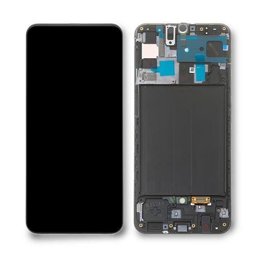 Дисплей / Экран Samsung Galaxy A50 — (Черный) ОРИГИНАЛ вид спереди и сзади