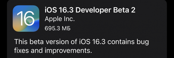 Вышла iOS 16.3 beta 2 для разработчиков1