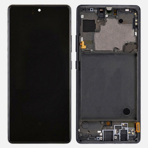 Дисплей / Экран Samsung Galaxy A71 5G — (Черный) ОРИГИНАЛ вид спереди и сзади