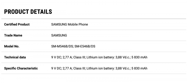 Samsung Galaxy F54 получит более крупную батарею, чем A542