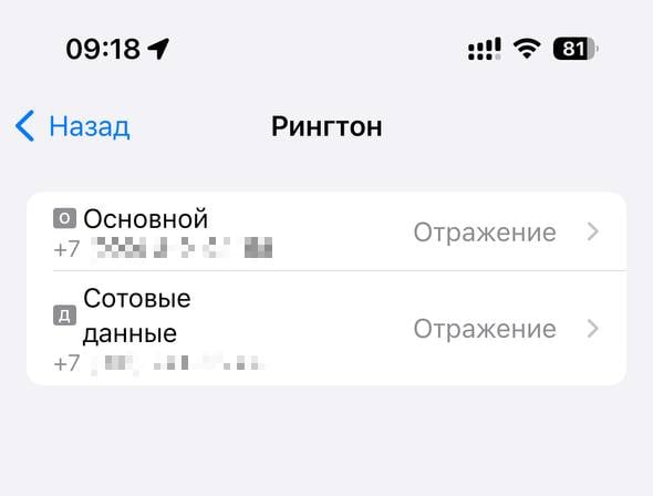 В iPhone с iOS 17 появилась возможность установить отдельный рингтон для каждой SIM-карты0
