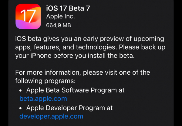 Вышла iOS 17 beta 7 для разработчиков1