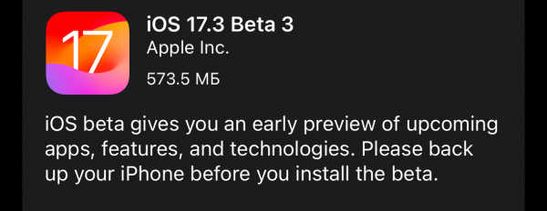 Вышла исправленная iOS 17.3 beta 31