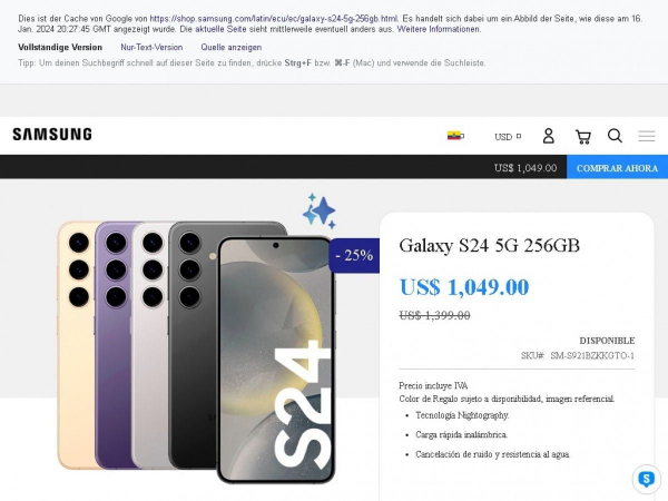 Samsung Galaxy S24 и S24 Ultra появились на официальном сайте в день анонса1