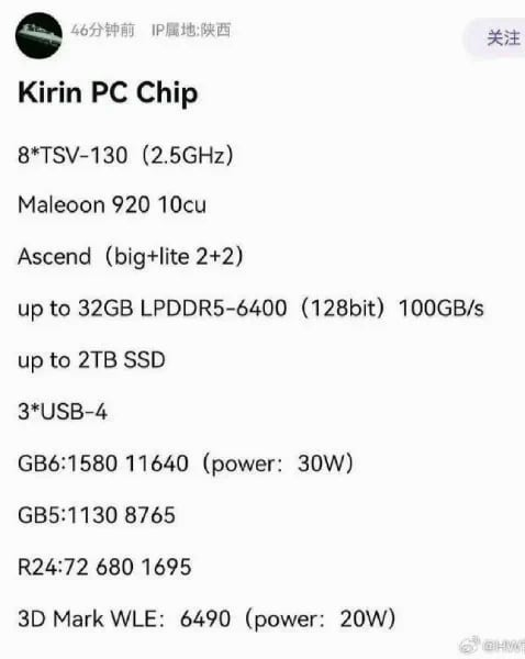 Huawei выпустит мощный процессор для ПК на уровне чипа M2 от Apple. Он сделан полностью в Китае1